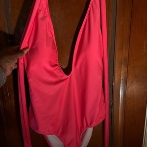 Pink one piece swim suit